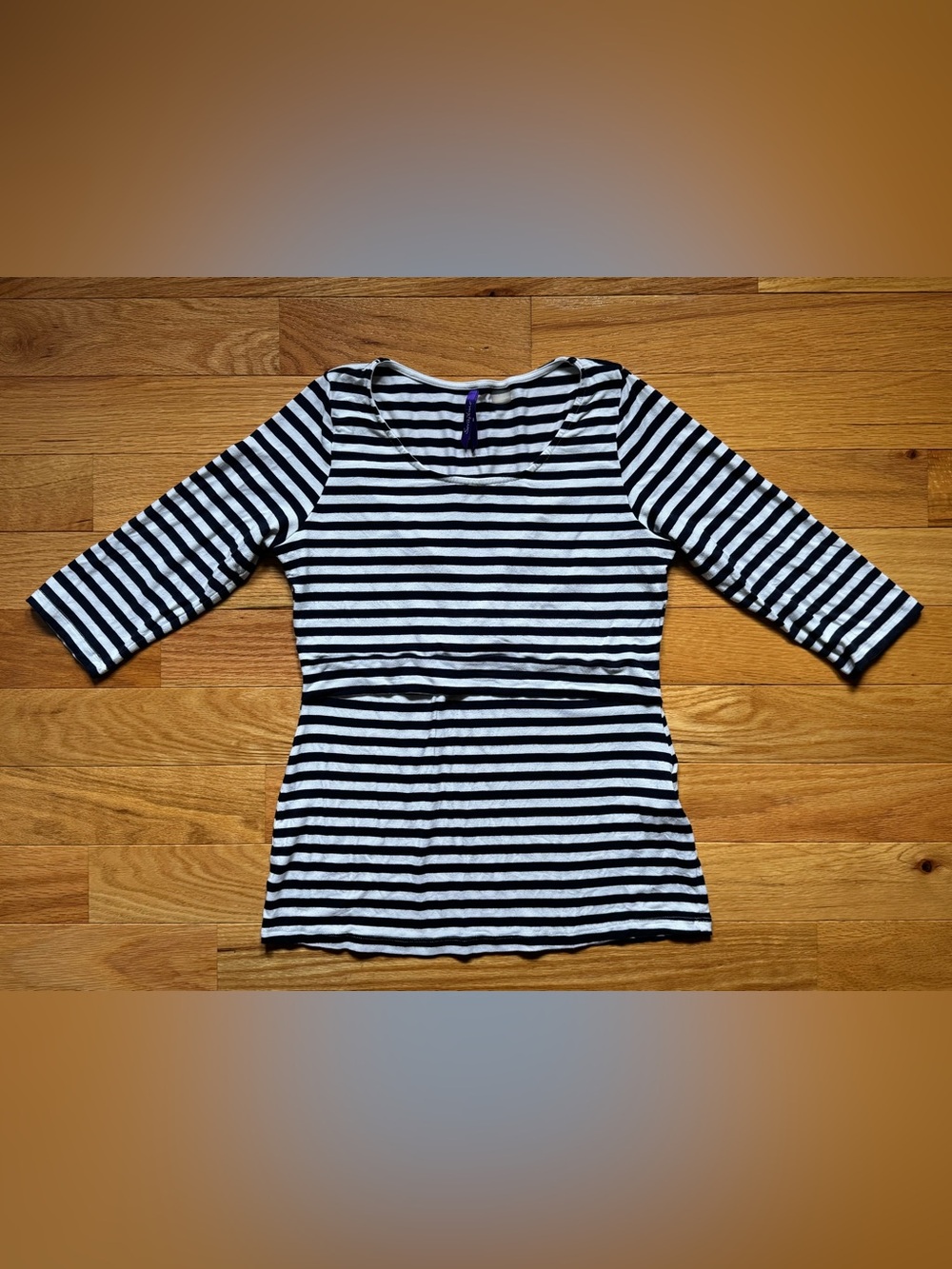 Seraphine Maternity Nursing Shirt, Navy Blue and White Stripes, Size M